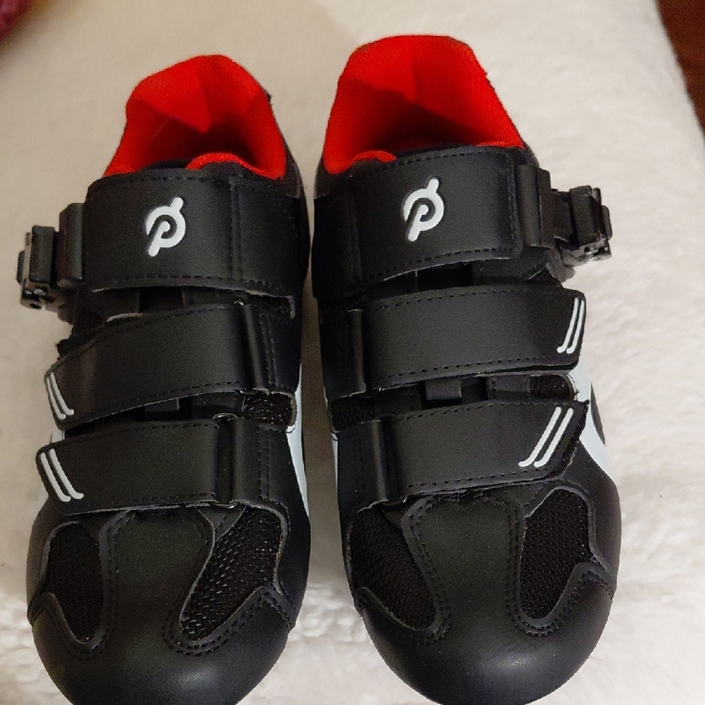 Peloton Kids Black and Red Cycling Sneakers